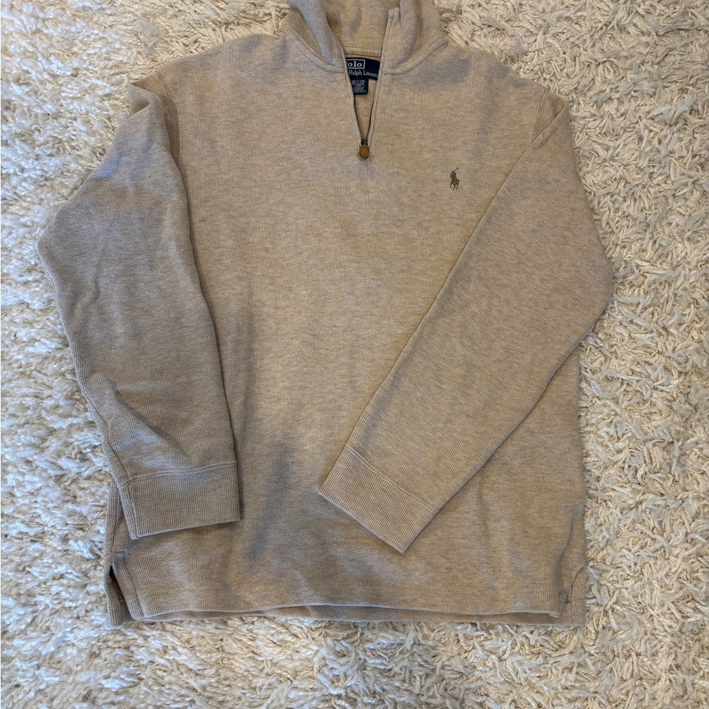 Polo by Ralph Lauren Beige Quarter-Zip Sweater